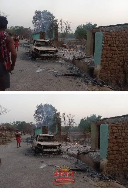 (कोरबा) आस्था स्थल कोसगई माता मंदिर के नीचे लगी भीषण आग