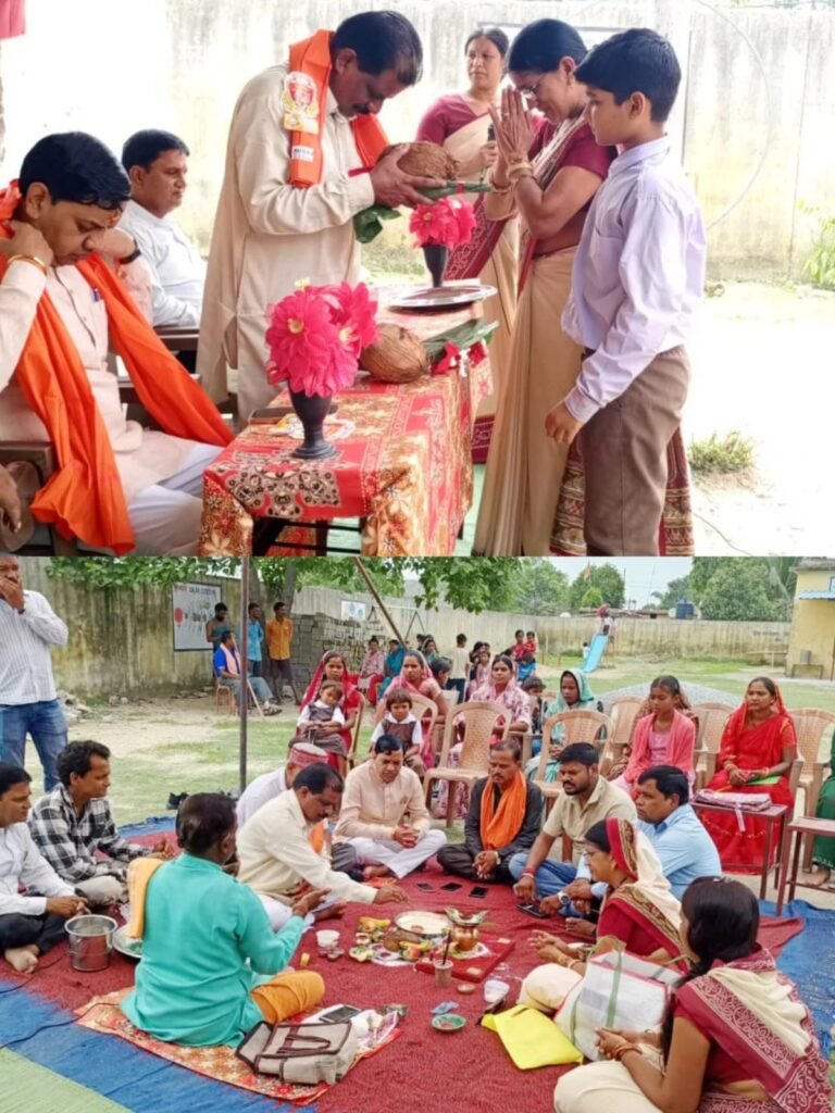 (कोरबा) सरस्वती शिशु मंदिर में माँ सरस्वती मंदिर निर्माण के लिए भूमि पूजन संपन्न